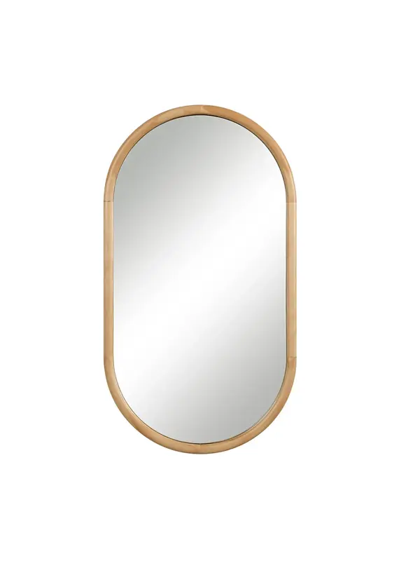 Renwil Puno Mirror by Renwil – Oval Pine Wood Wall Mirror | Scandinavian Modern Decor