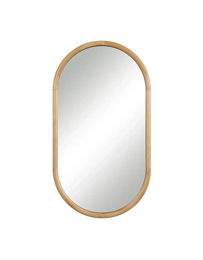 Renwil Puno Mirror by Renwil – Oval Pine Wood Wall Mirror | Scandinavian Modern Decor