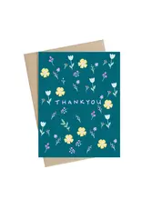Little May Papery Turquoise Flower Thank You Greeting Card by Little May Papery