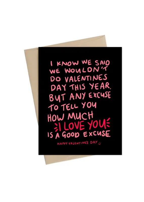 Little May Papery Any Excuse Valentine's Card Greeting Card by Little May Papery