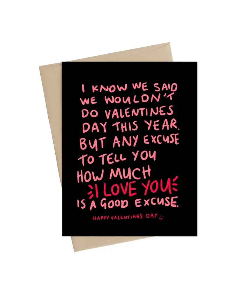 Little May Papery Any Excuse Valentine's Card Greeting Card by Little May Papery
