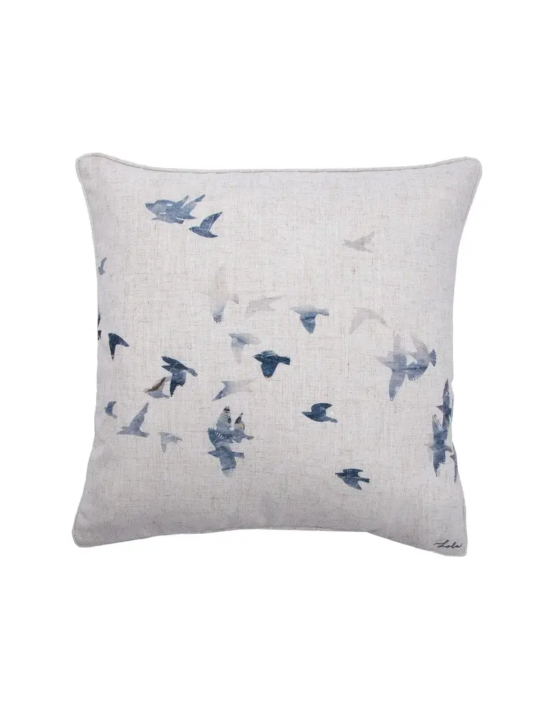 Renwil Flight Toss Cushion by Renwil – Feather Down Poly-Linen Pillow
