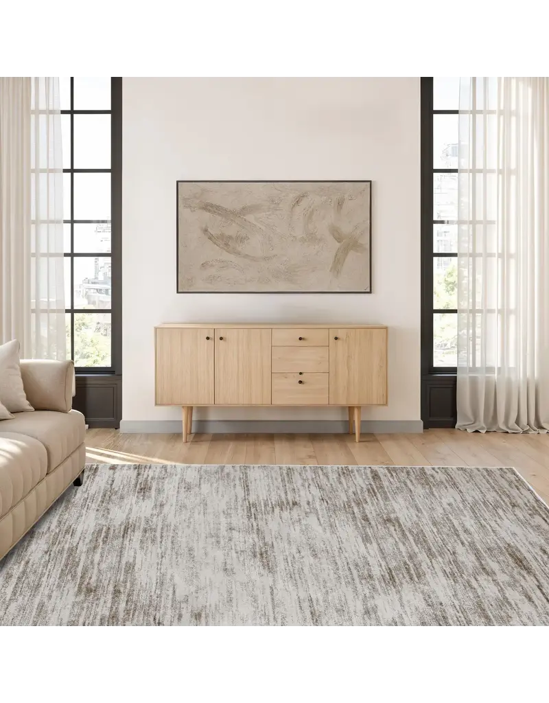 Renwil Aya Taupe & Creamy Mushroom Striated Area Rug by Renwil - Modern Neutral