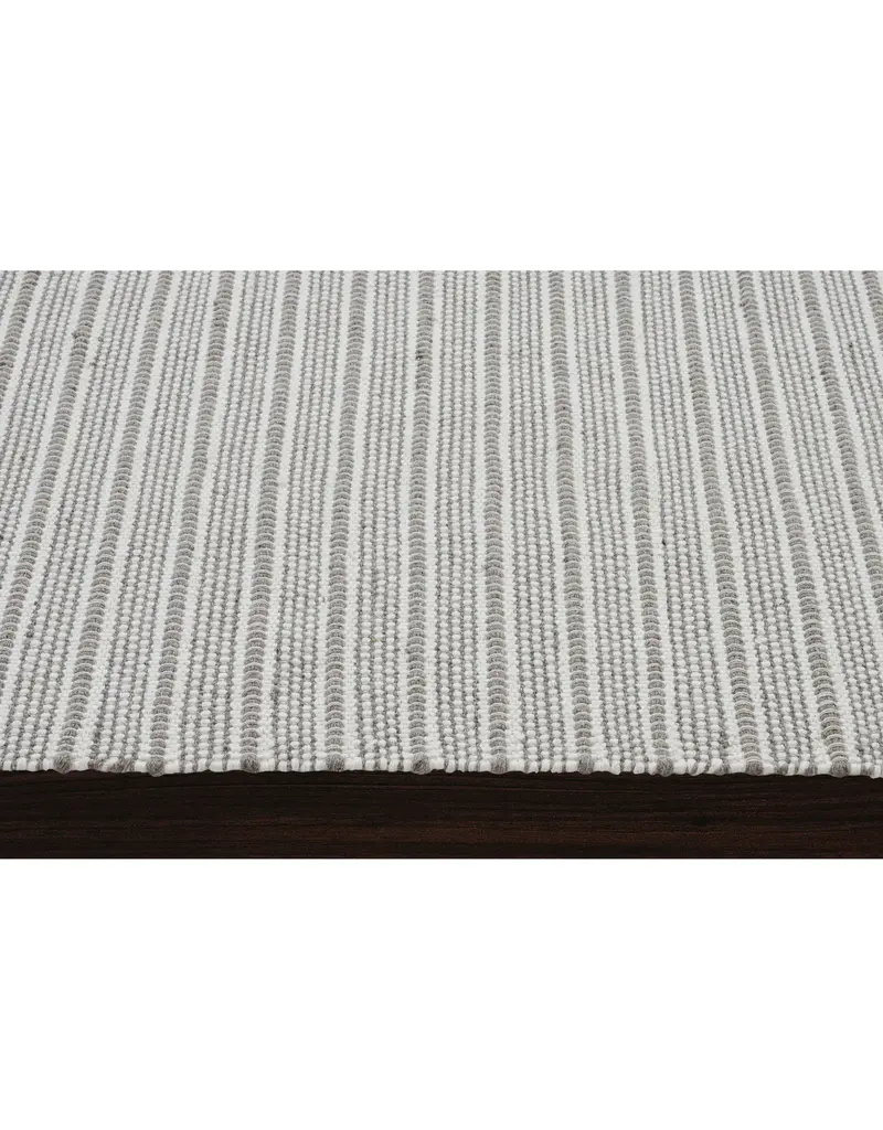 Renwil Orria Ivory & Stone Hand-Woven Stripe Wool & Cotton Area Rug by Renwil