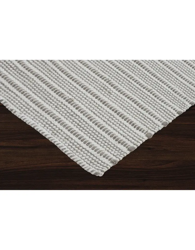 Renwil Orria Ivory & Stone Hand-Woven Stripe Wool & Cotton Area Rug by Renwil
