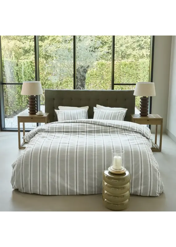 Brunelli Silvan Green Striped Duvet Cover Set | Riviera Maison