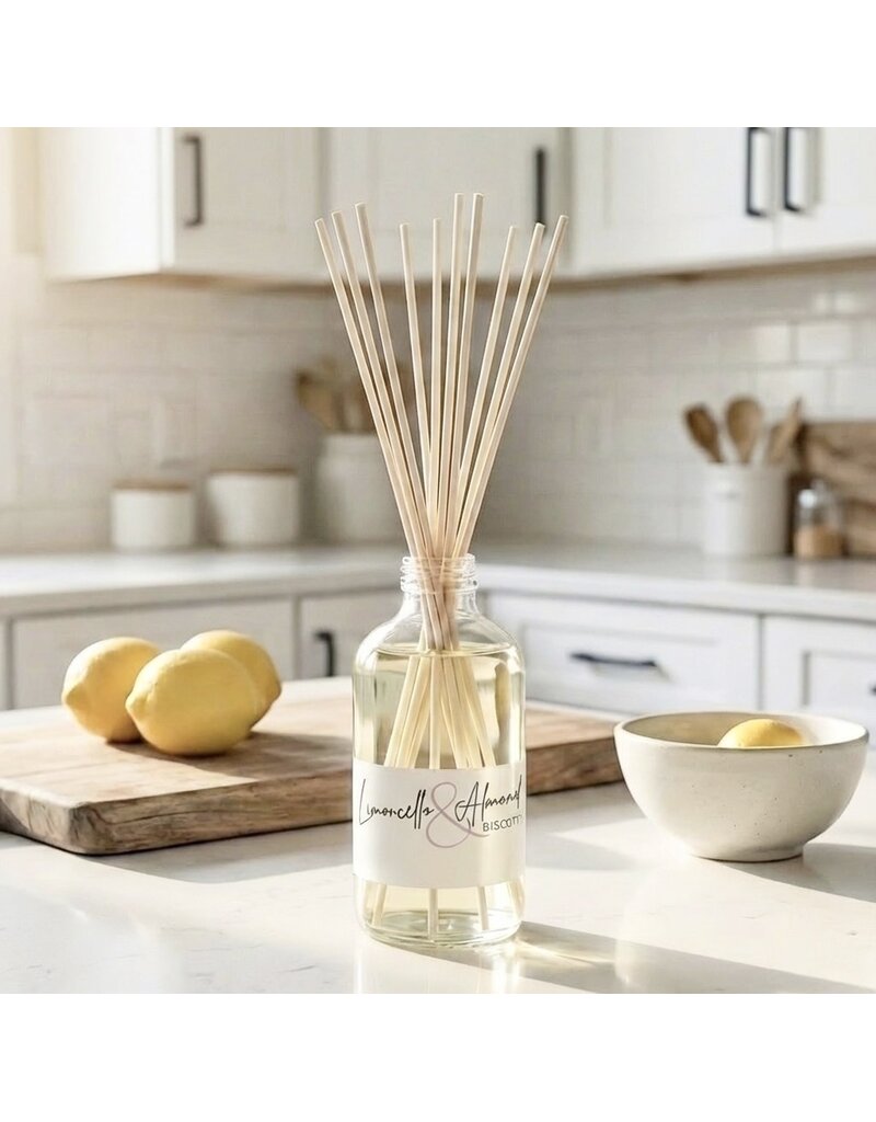 DeFerrari Candles Limoncello & Almond Biscotti Reed Diffuser Set - Handcrafted Luxury Home Fragrance
