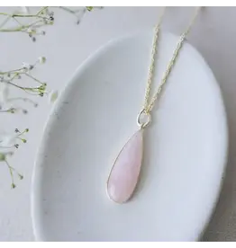 Glee Jewelry Alara Rose Quartz Necklace by Glee Jewelry in gold