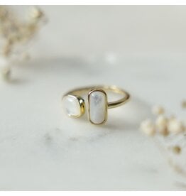 Glee Jewelry Stone Sister Adjustable Ring Mother of Pearl by Glee Jewelry Canada