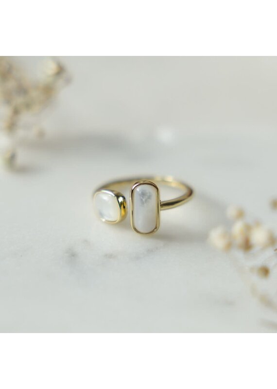 Glee Jewelry Stone Sister Adjustable Ring Mother of Pearl by Glee Jewelry Canada