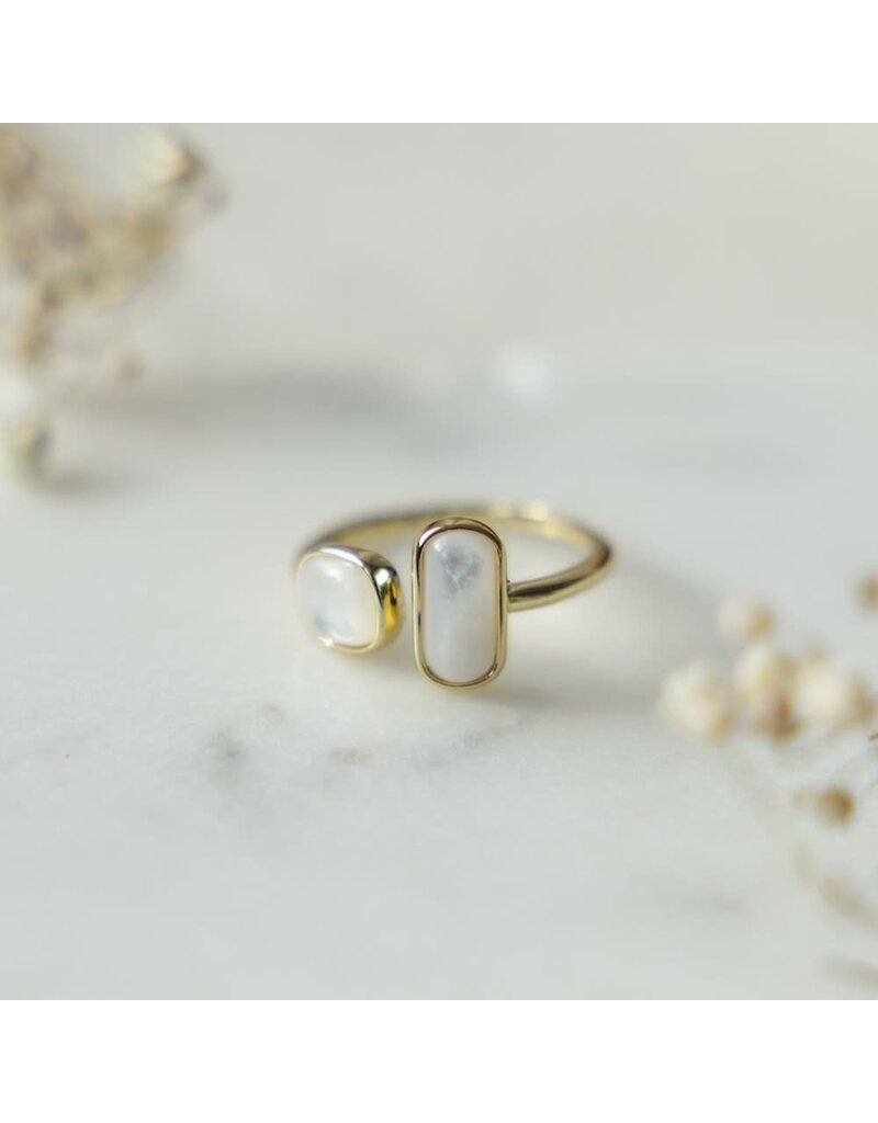 Glee Jewelry Stone Sister Adjustable Ring Mother of Pearl by Glee Jewelry Canada