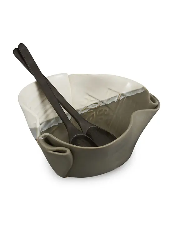 Hilborn Pottery Textured Serving Bowl by Hilborn Pottery | Grey & White