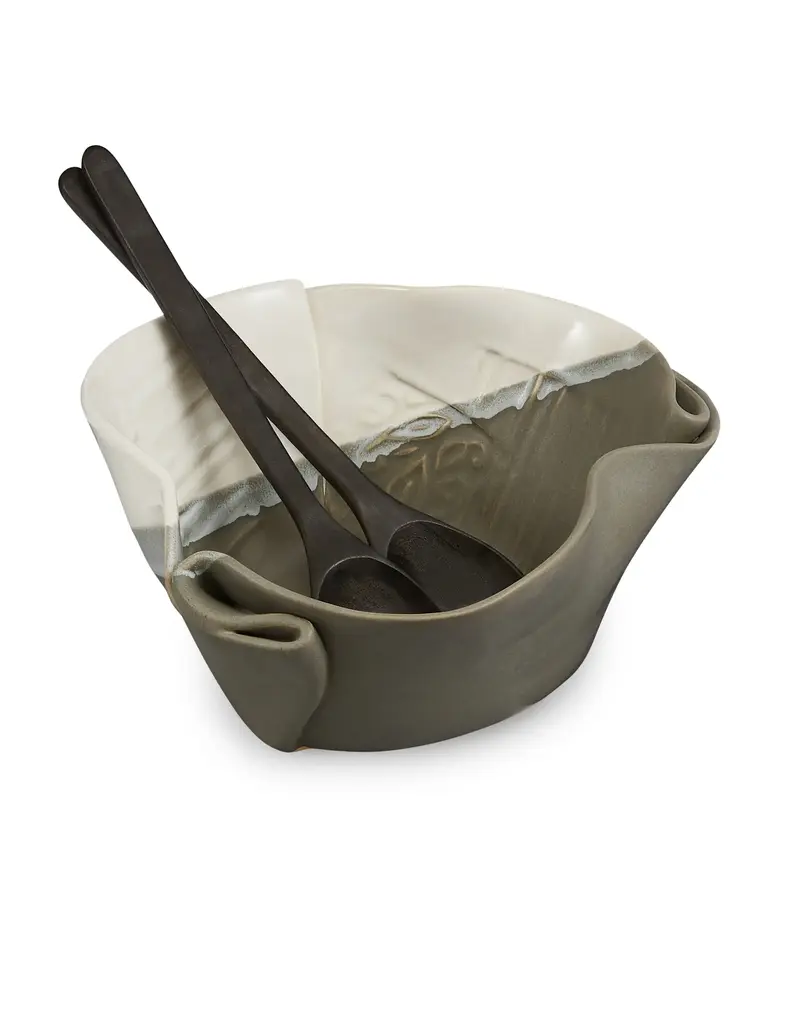 Hilborn Pottery Textured Serving Bowl by Hilborn Pottery | Grey & White