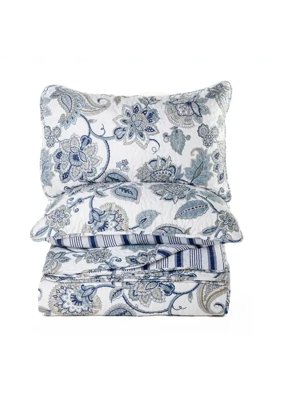 Brunelli Reversible Navy Floral  Quilt Set by Brunelli Canada