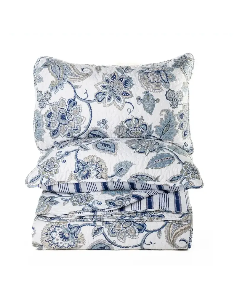 Brunelli Reversible Navy Floral Paisley Quilt Set by Brunelli Canada