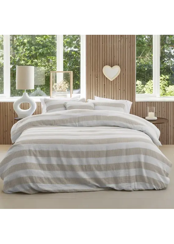 Riviera Maison Natural Striped Muslin Duvet Cover Set | Brunelli Canada