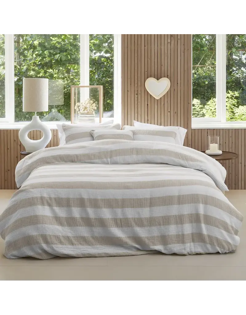 Riviera Maison Natural Striped Muslin Duvet Cover Set | Brunelli Canada
