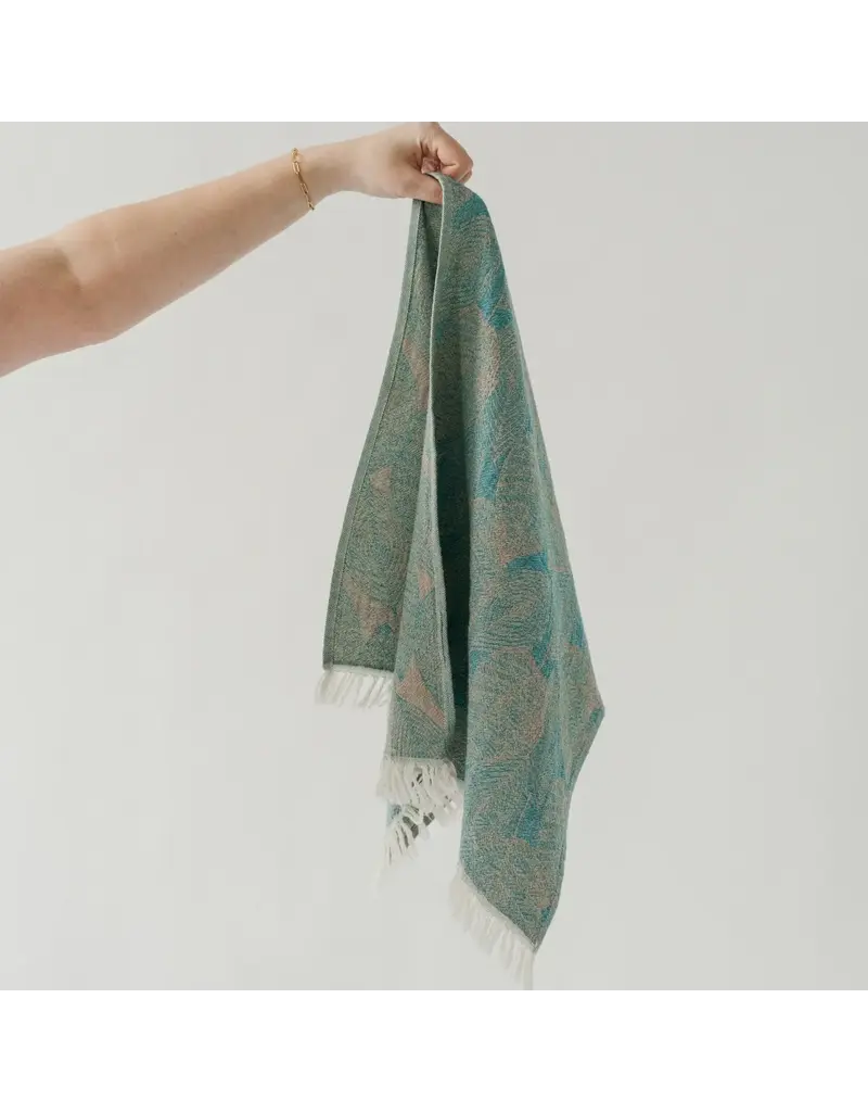 Pokoloko Leaf Appliqué Cotton Turkish Hand Towel by Pokoloko