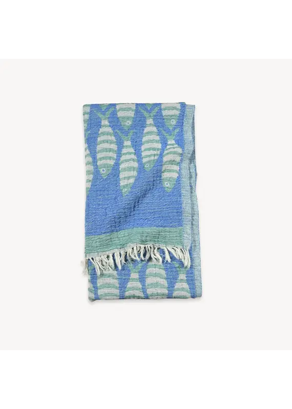 Pokoloko Traveling Fish Turkish Towel by Pokoloko