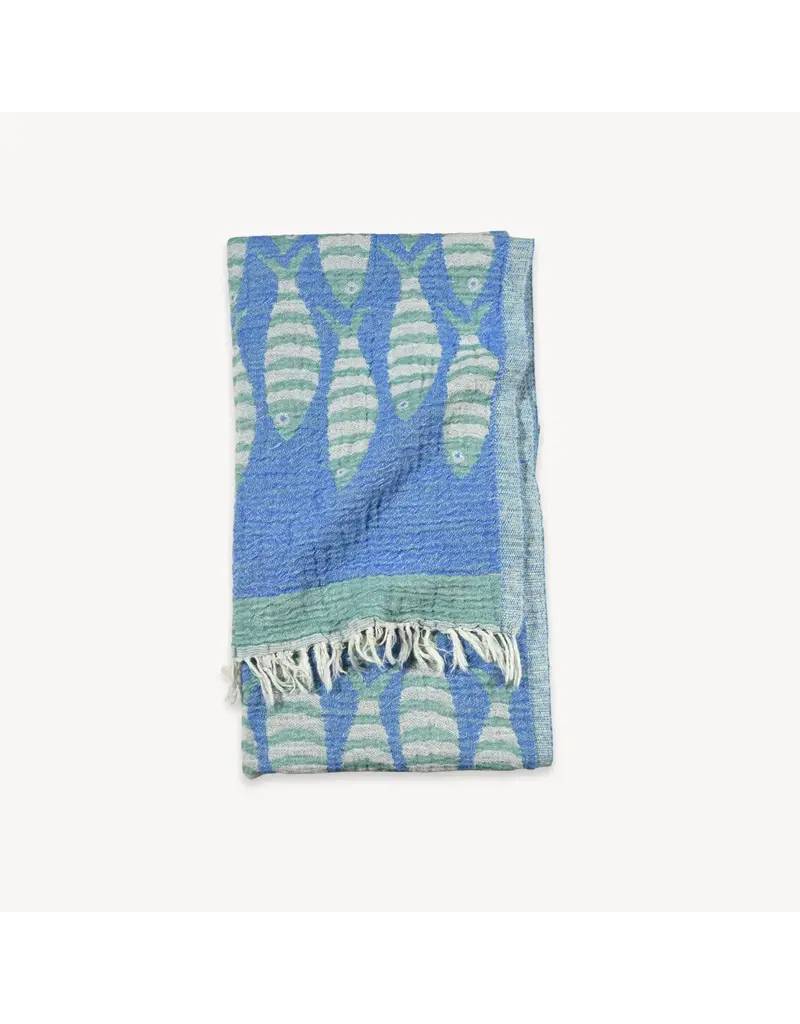 Pokoloko Traveling Fish Turkish Towel by Pokoloko