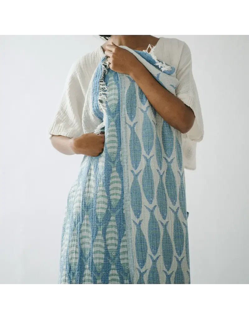 Pokoloko Traveling Fish Turkish Towel by Pokoloko