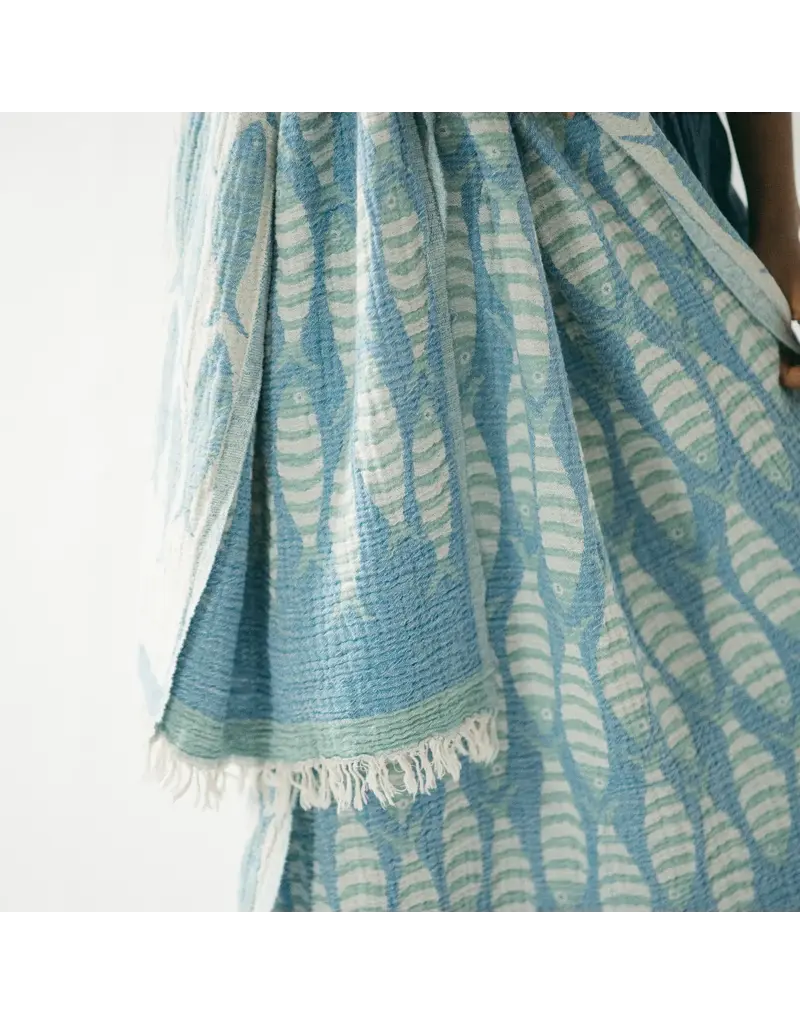 Pokoloko Traveling Fish Turkish Towel by Pokoloko