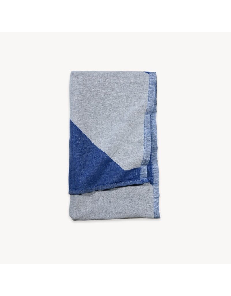 Pokoloko Diagonal Stone Blue Recycled Turkish Cotton Towel by Pokoloko