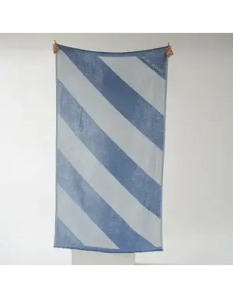 Pokoloko Diagonal Stone Blue Recycled Turkish Cotton Towel by Pokoloko