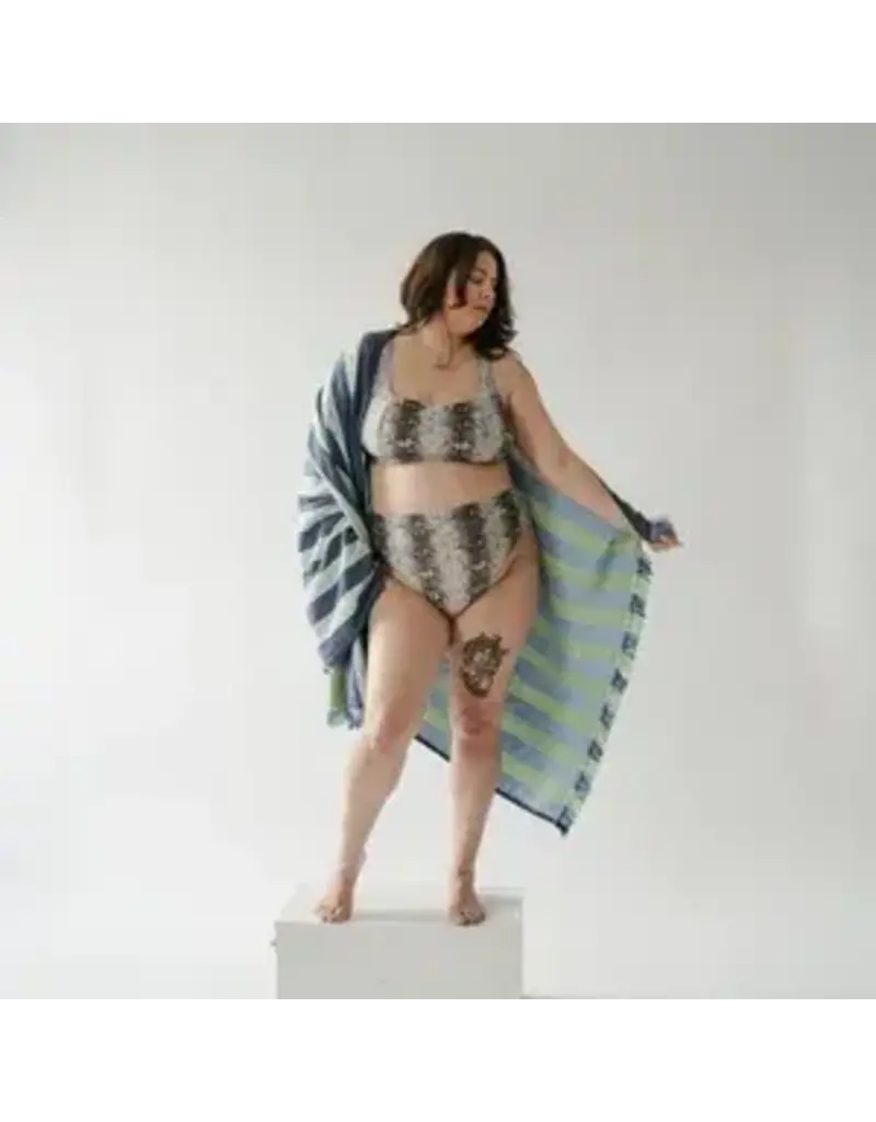 Pokoloko Lime Juice Striped Turkish Cotton Towel by Pokoloko