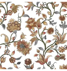 Brunelli Susan Terracotta Floral White Tablecloth by Brunelli