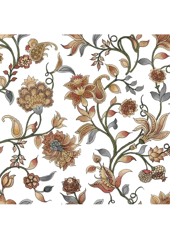 Brunelli Susan Terracotta Floral White Tablecloth by Brunelli