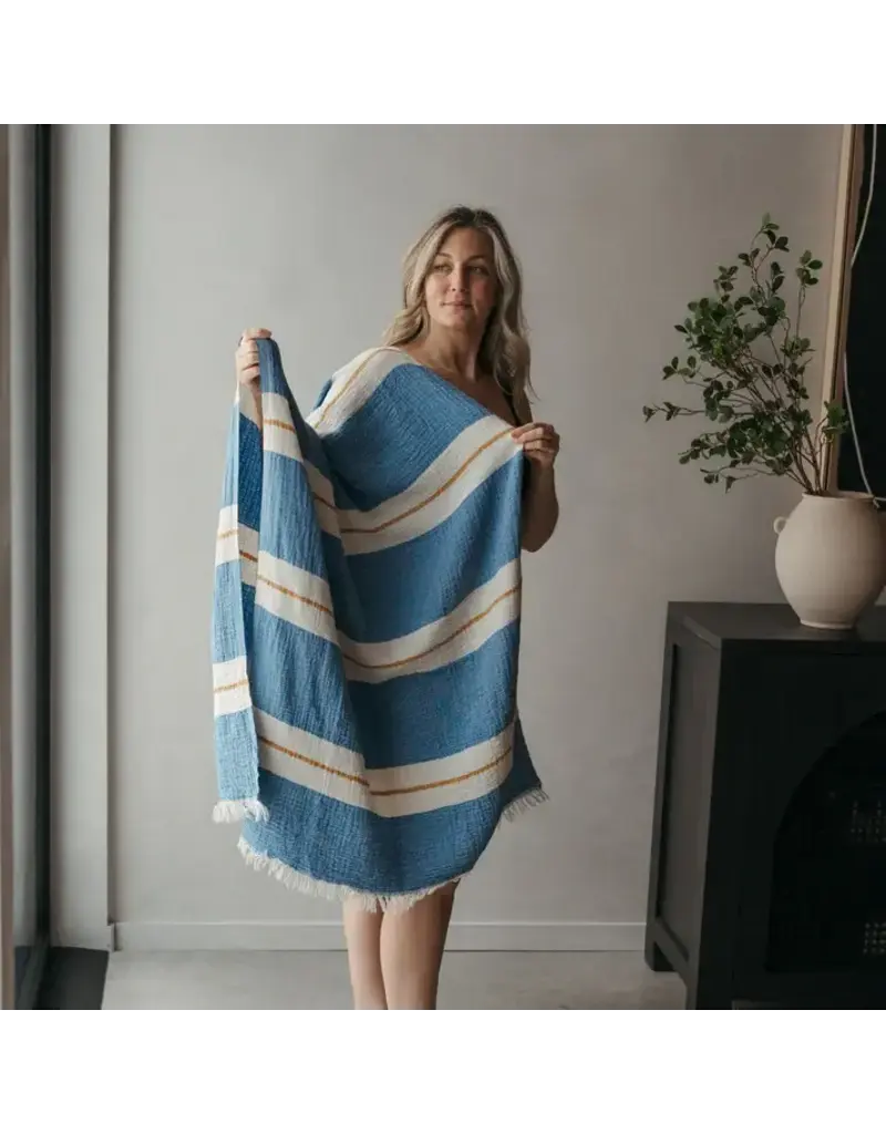 Pokoloko Pokoloko Crinkle Towel – 100% Turkish Cotton in Blue