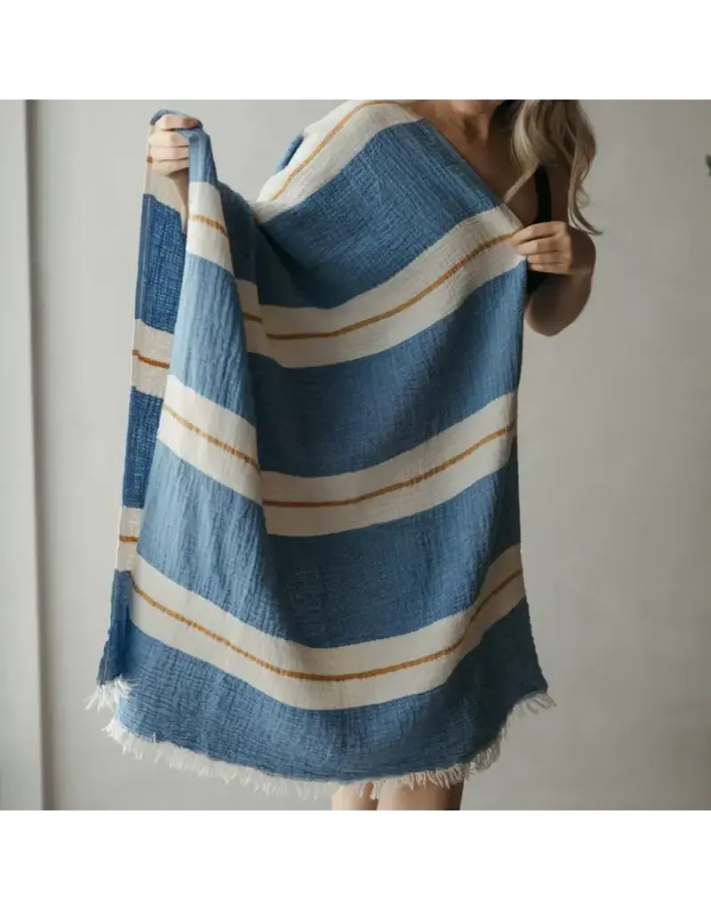 Pokoloko Pokoloko Crinkle Towel – 100% Turkish Cotton in Blue