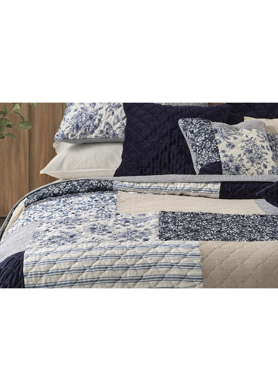 Brunelli Navy Patchwork Reversible Quilt by Brunelli
