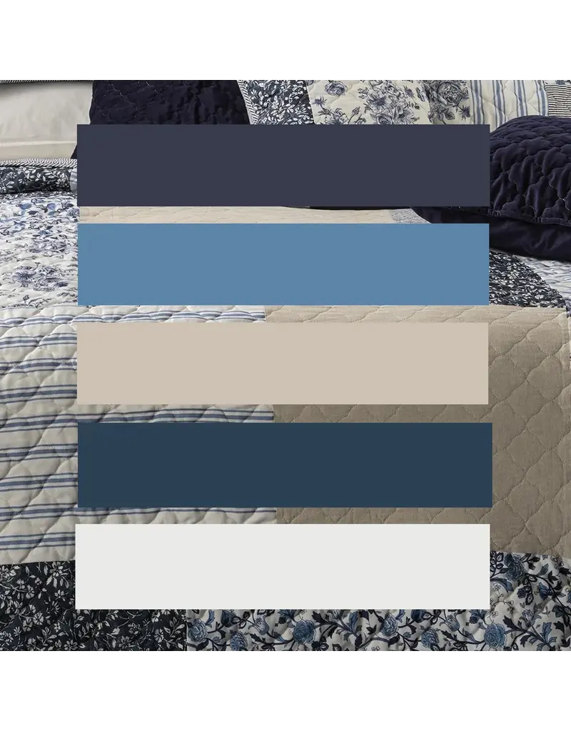 Brunelli Navy Patchwork Reversible Quilt by Brunelli