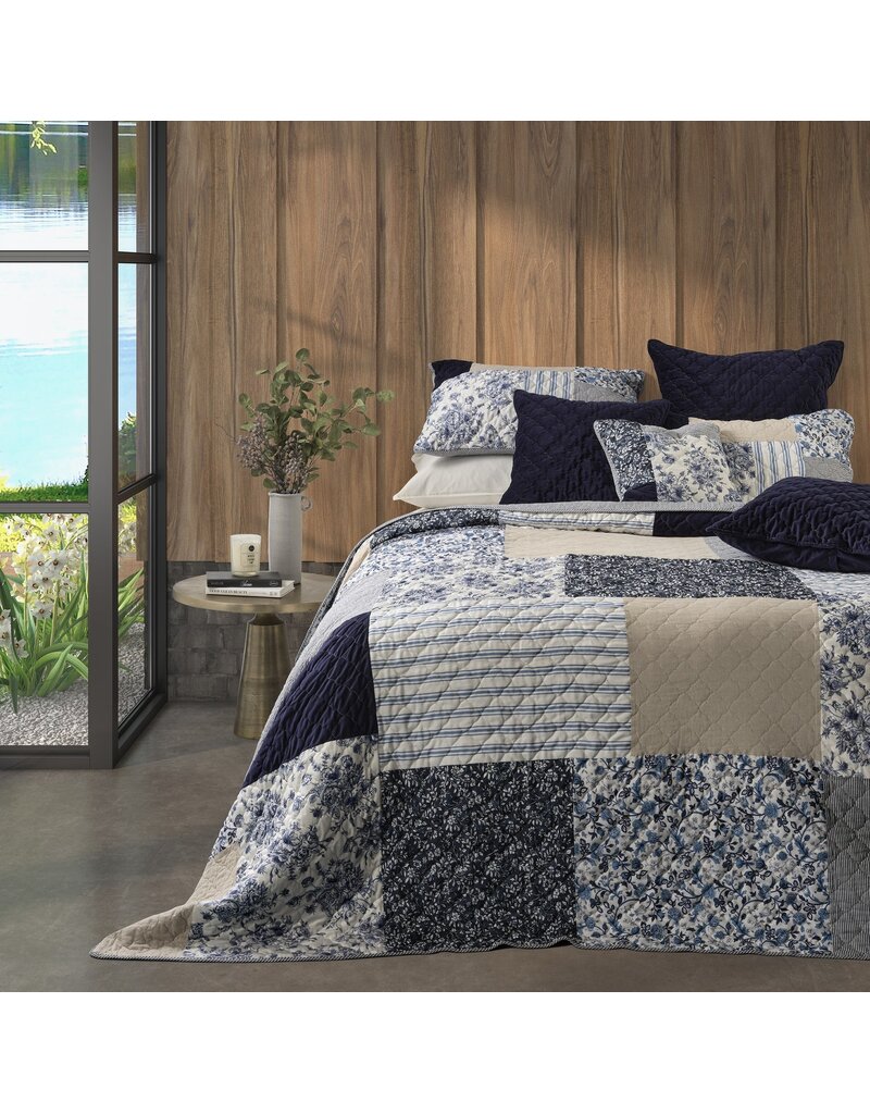 Brunelli Navy Patchwork Reversible Quilt by Brunelli