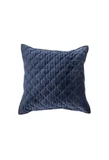 Brunelli Navy Blue Quilted Velvet Decorative Pillow Cover — 20'' x 20''