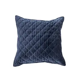 Brunelli Navy Blue Quilted Velvet Decorative Pillow Cover — 20'' x 20''