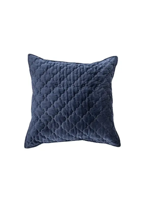 Brunelli Navy Blue Quilted Velvet Decorative Pillow Cover — 20'' x 20''