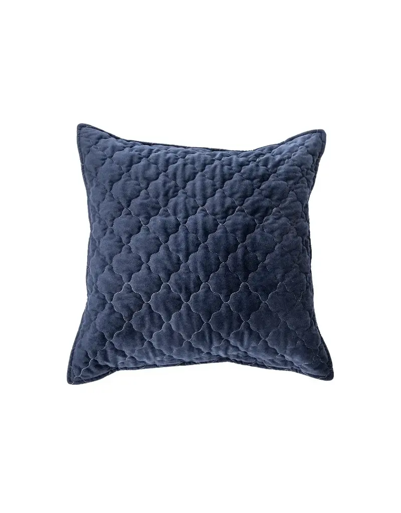 Brunelli Navy Blue Quilted Velvet Decorative Pillow Cover — 20'' x 20''