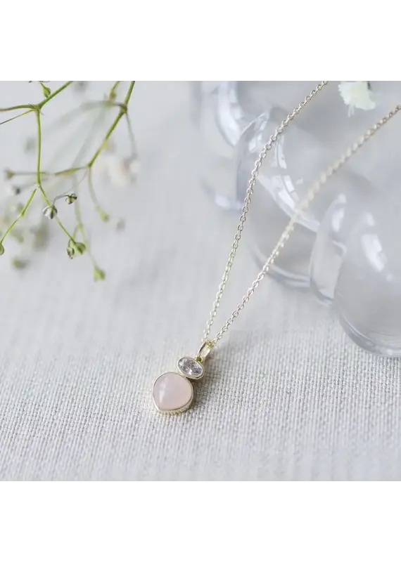 Glee Jewelry Anastasia Rose Quartz Gold Necklace by Glee Jewelry Canada