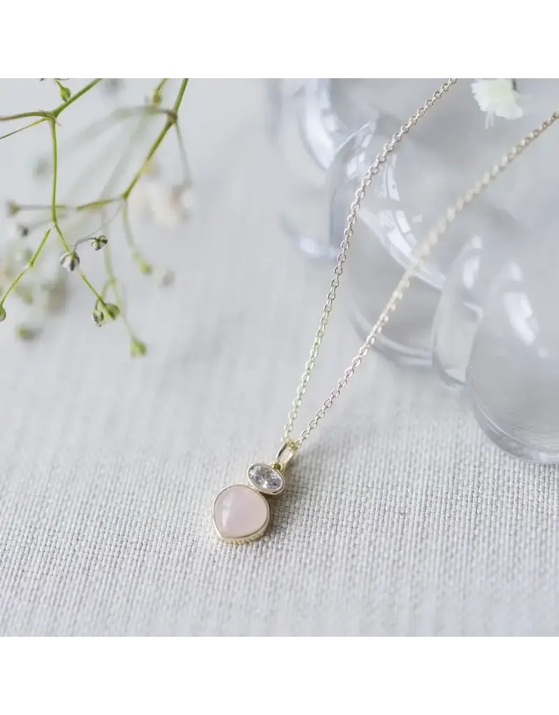 Glee Jewelry Anastasia Rose Quartz Gold Necklace by Glee Jewelry Canada