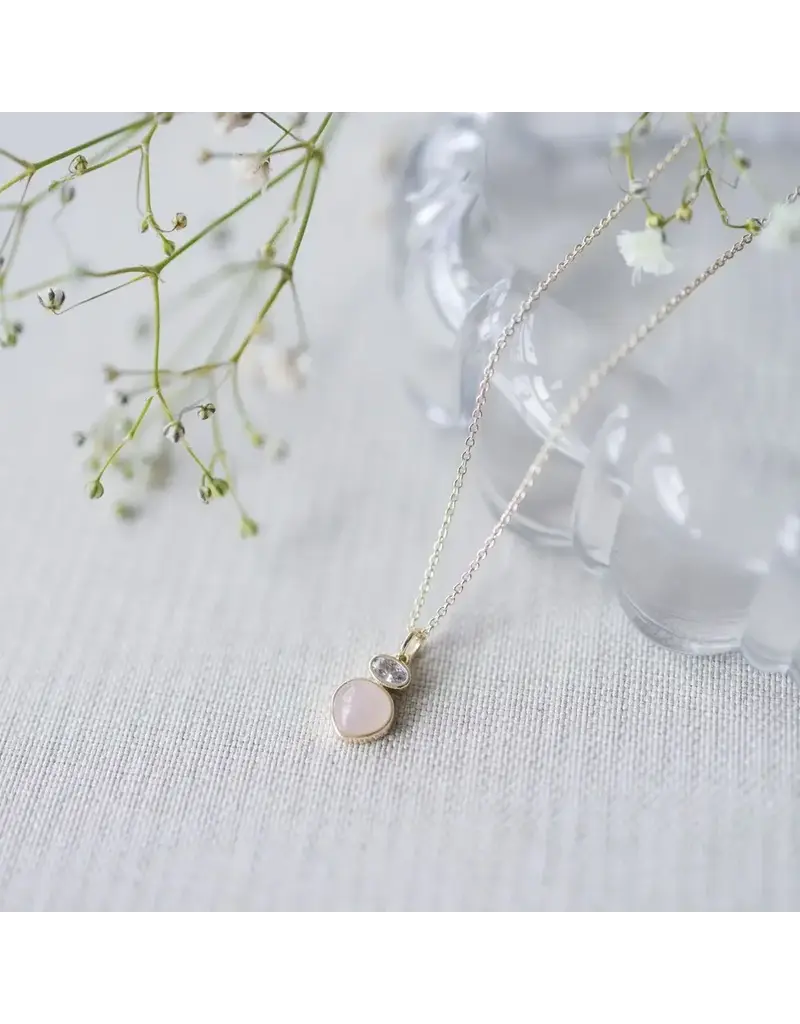 Glee Jewelry Anastasia Rose Quartz Gold Necklace by Glee Jewelry Canada