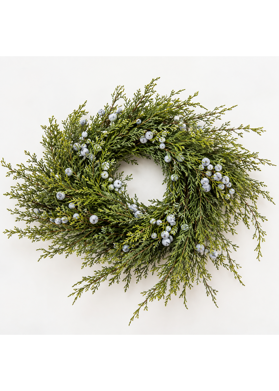 Juniper Berry Candle Wreath | 9" Round with 4" Center