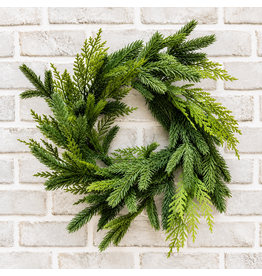 Fresh Touch Spruce & Cedar Wreath | 14" Round with 6.5" center