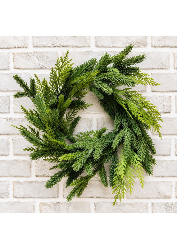 Fresh Touch Spruce & Cedar Wreath | 14" Round with 6.5" center