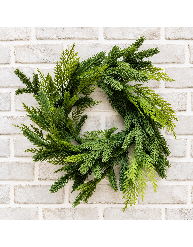 Fresh Touch Spruce & Cedar Wreath | 14" Round with 6.5" center