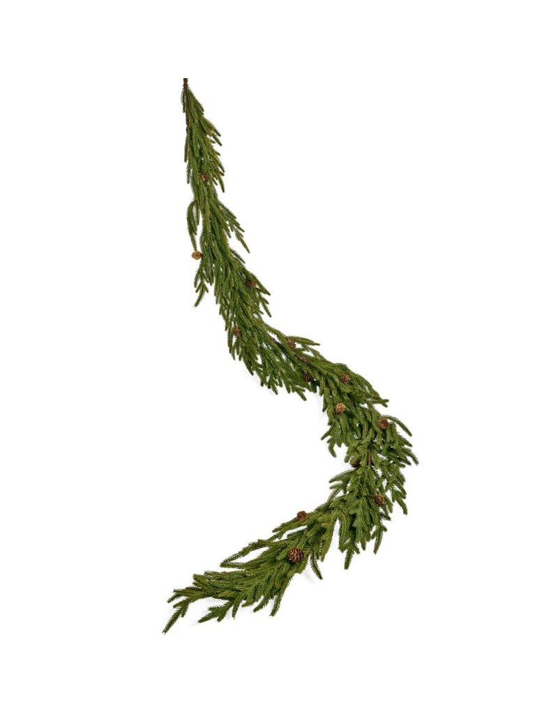 adv Norfolk Pine Real Touch Garland with Pinecones 72'