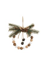 adv Wood Beaded Wreath Ornament