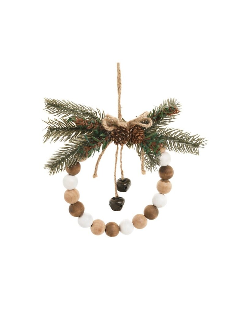 adv Wood Beaded Wreath Ornament
